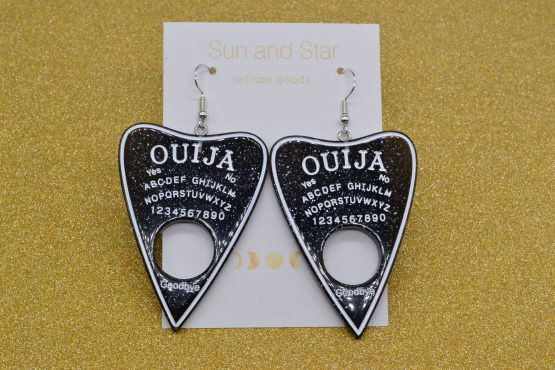 Ouija earrings black planchette boards