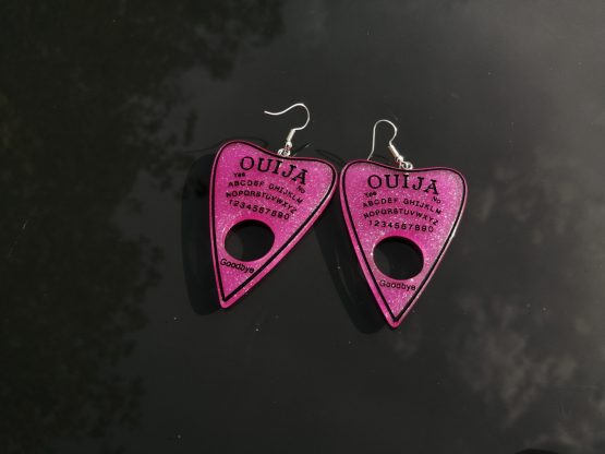 Hot pink Ouija board Planchette earrings