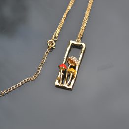 Mushroom rectangle necklace