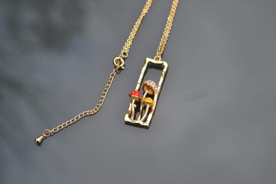 Mushroom rectangle necklace