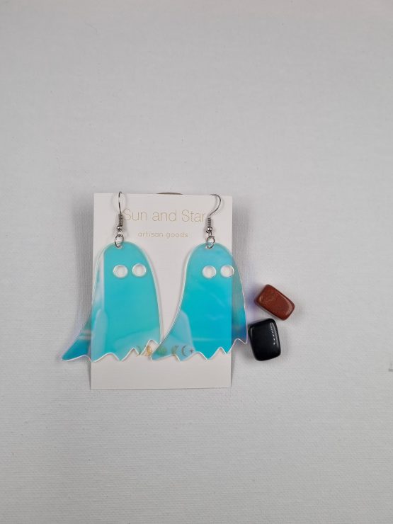 iridescent ghost dangle earrings