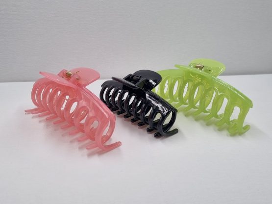 Hair claw clip in pink green and black